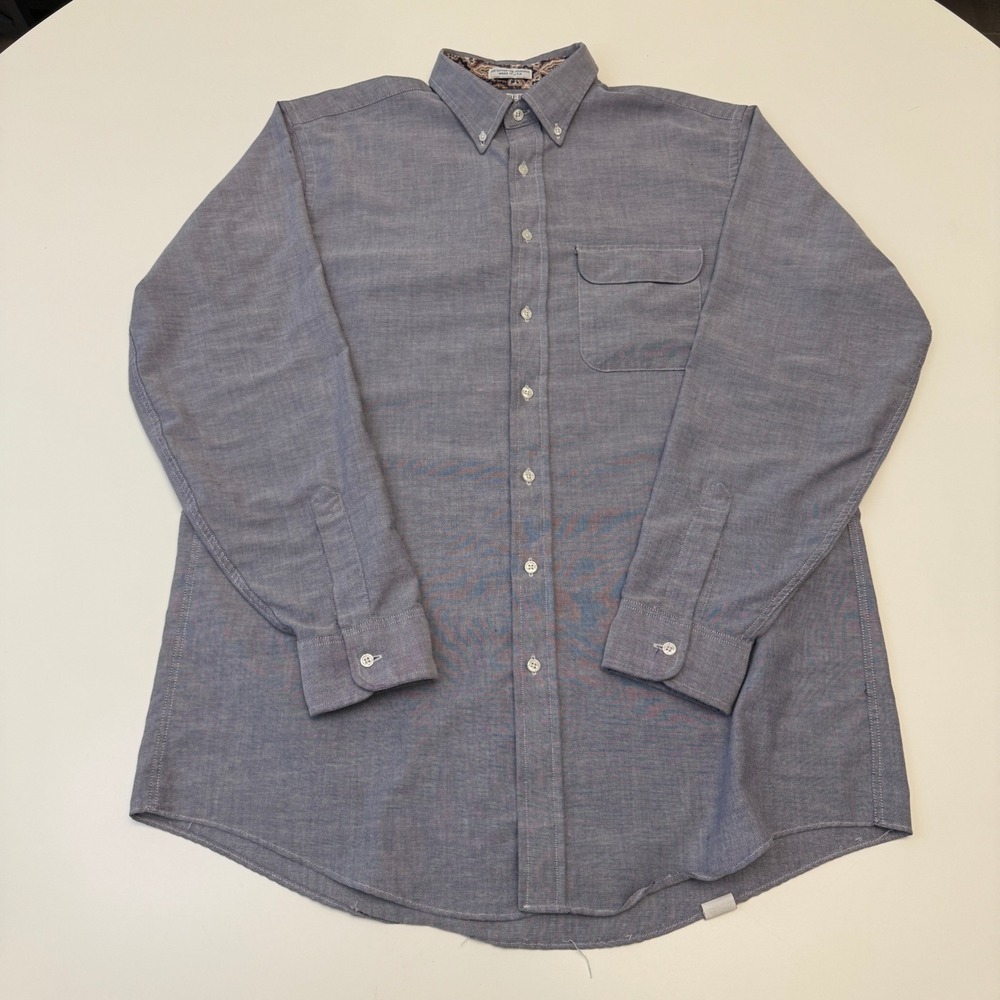 Career Club Tall Man Blue Cotton Blend Oxford Button Down Shirt Mens 16.5 36